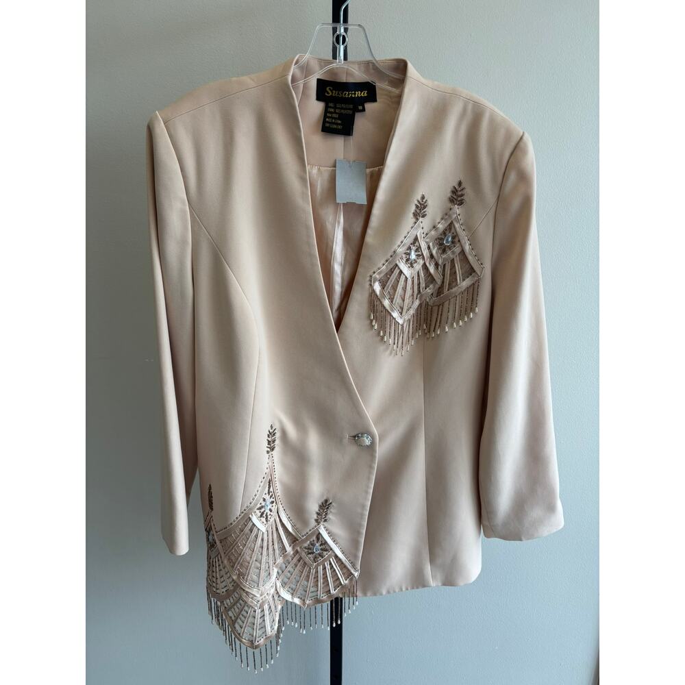 Susanna Cream Beaded Blazer Size 18 #42697